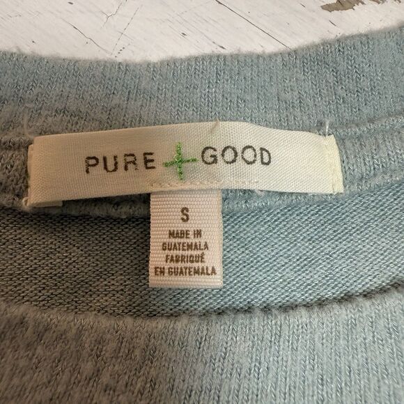 Pure + Good Anthropologie Sweater Top S Belted Tie Waist Ruched Pistachio Cozy - Picture 9 of 11